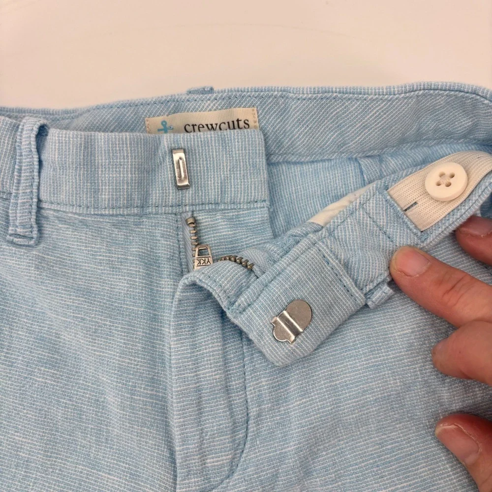 Crewcuts Boys Light Blue Linen Cotton Blend Chino Shorts Size 2 Adjustable Waist